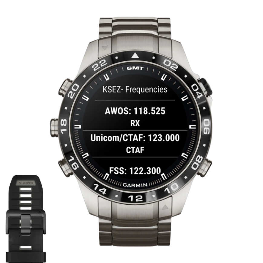 Спортивные часы Garmin MARQ Aviator (Gen 2), титановый блочный браслет, чёрный силиконовый ремешок