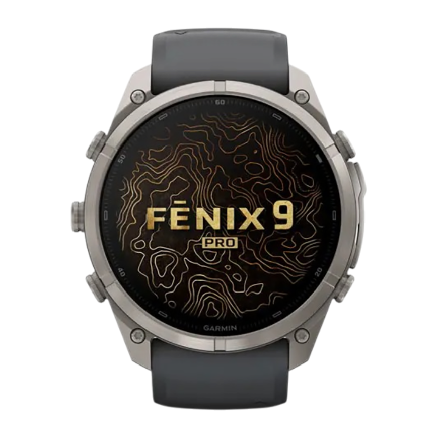 Спортивные часы Garmin fenix 9 Pro, 51 мм, AMOLED, титан, сапфир, силиконовый ремешок цвета «графитовый/чёрный» (с inReach)
