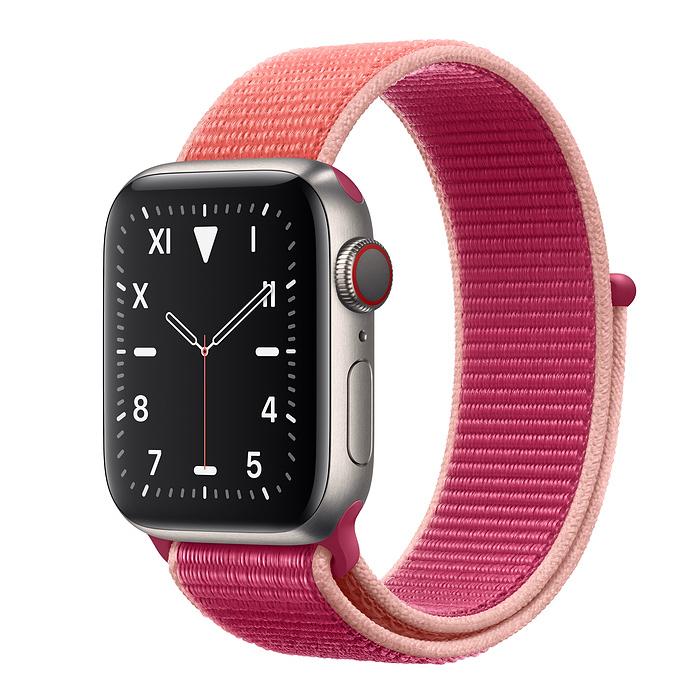 Apple Watch Series 5 Edition GPS + Cellular, 40mm, корпус из титана, спортивный браслет (Sport Loop) цвета «сочный гранат»