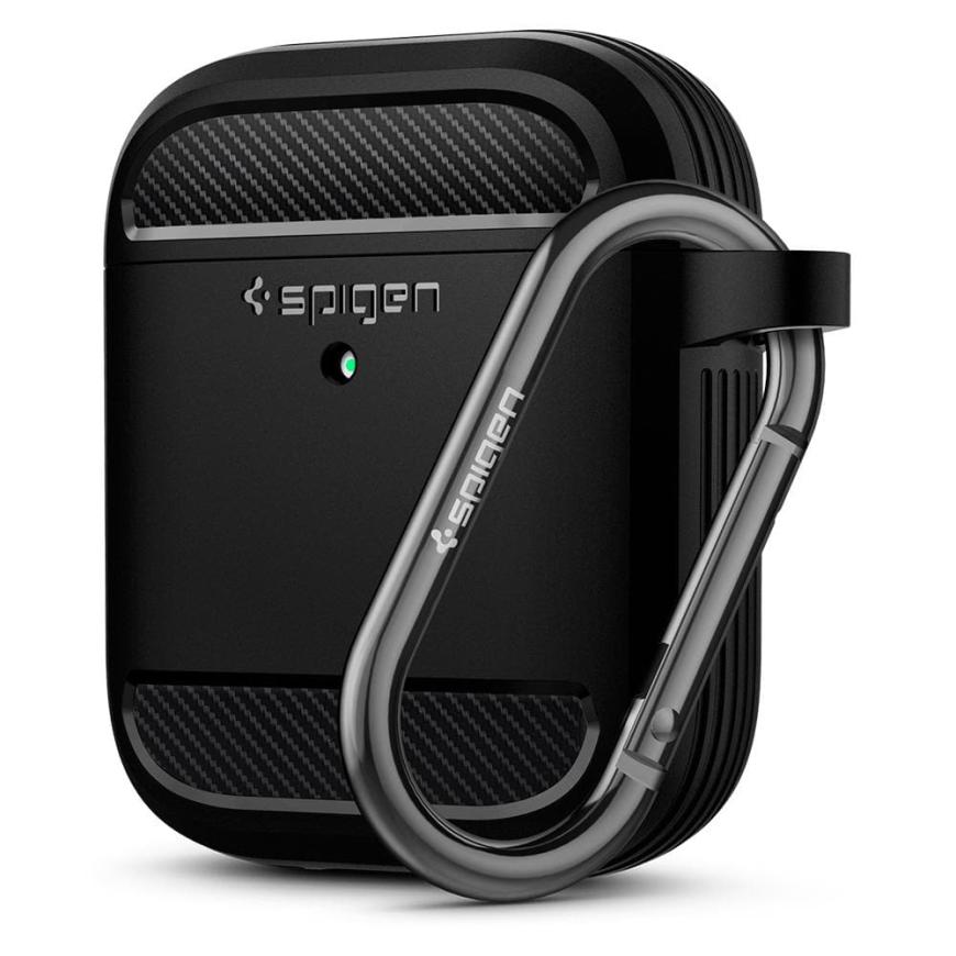 Термополиуретановый чехол с карабином Spigen Rugged Armor для AirPods 1-го и 2-го поколений