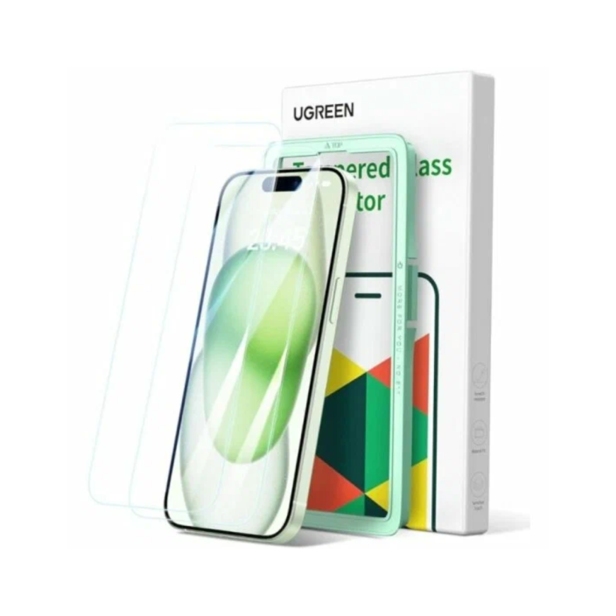 Глянцевое защитное стекло Ugreen для iPhone 14 Pro, 15 и 16 (комплект — 2 шт.)