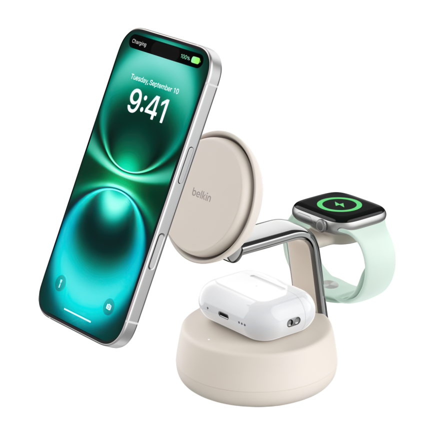 Зарядная станция MagSafe с активным охлаждением Belkin UltraCharge Pro для iPhone, Apple Watch и AirPods (Qi2) (WIZ040, EU)