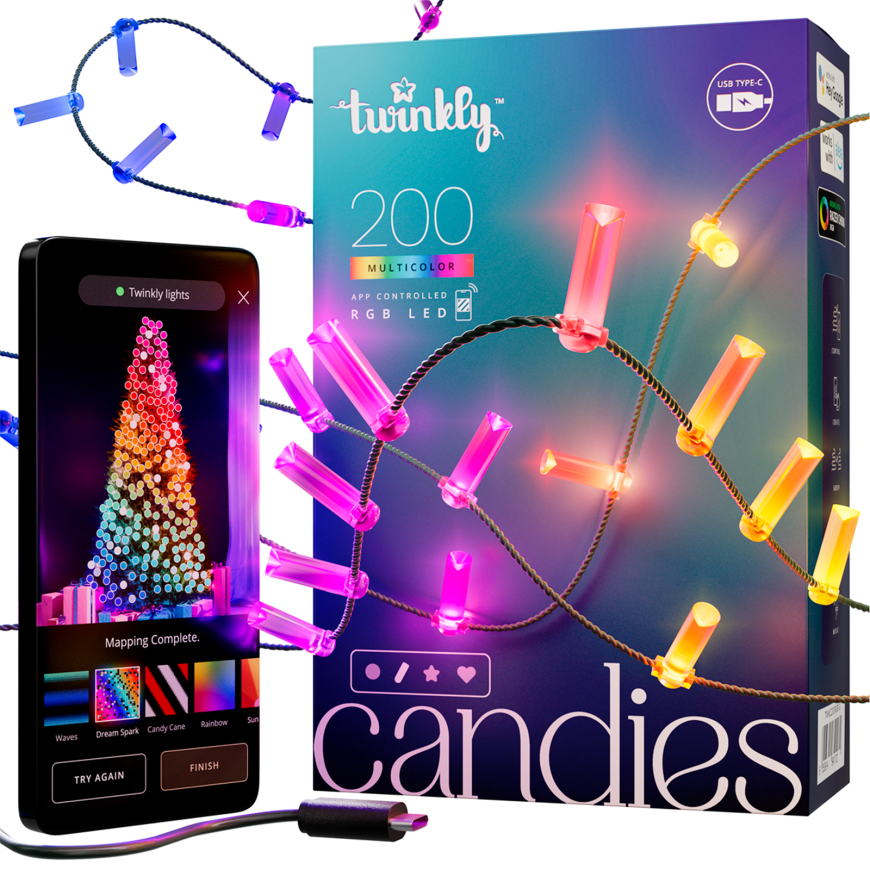 Умная гирлянда «Свечи» Twinkly Candies Candles, версия RGB (12 м, 200 светодиодов)