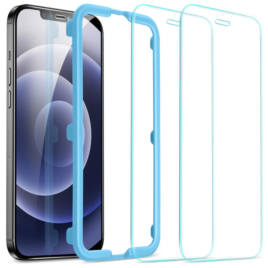 Защитное стекло с установочной рамкой ESR Screen Shield для iPhone 12 и 12 Pro (2D; олеофобное покрытие) (2 шт.)