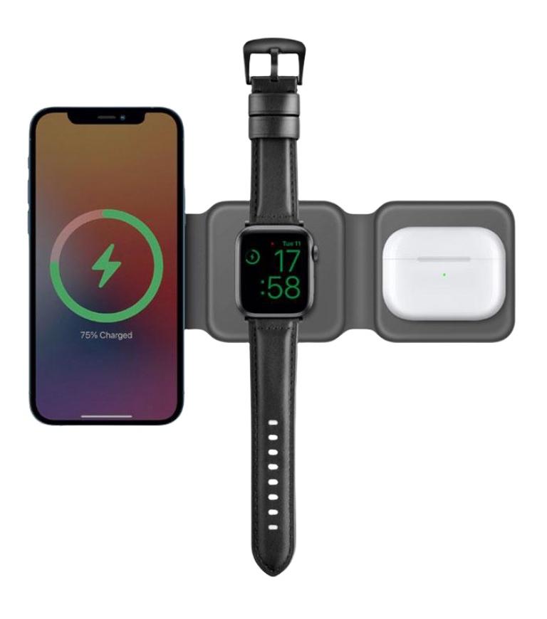 Складная зарядная станция с поддержкой MagSafe Energea Bazic GoMag Trio для iPhone, AirPods и Apple Watch