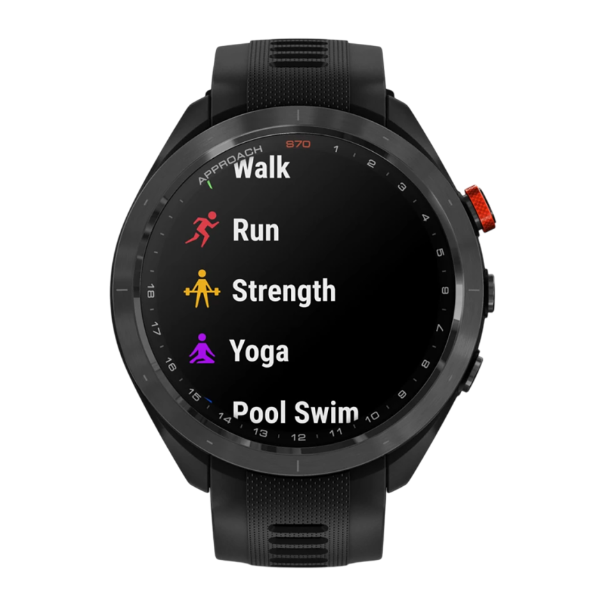 Спортивные часы Garmin Approach S70, 47 мм, чёрный силиконовый ремешок