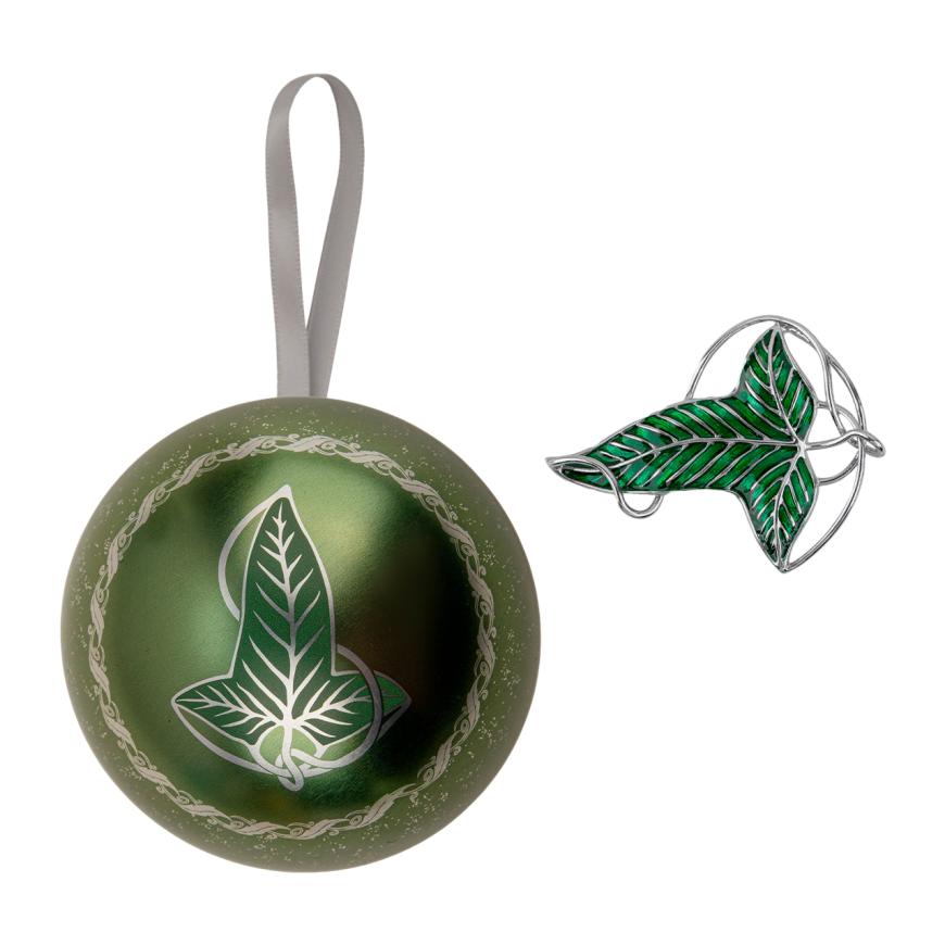 Ёлочный шар и брошь Cinereplicas Властелин колец: «Лориэнский лист»