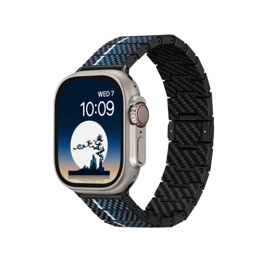 Блочный браслет из углеродного волокна PITAKA Weaving+ Poetry of Things ChromaCarbon для Apple Watch 40–46 мм и Ultra 2–3