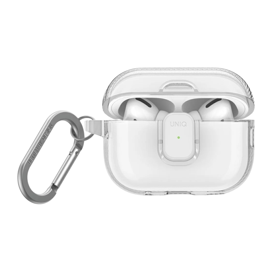 Прозрачный чехол с карабином и защёлкой Uniq Glase Pro для AirPods Pro 2