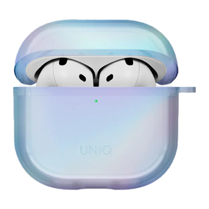 Прозрачный чехол с карабином UNIQ Iridescia для AirPods 4–5