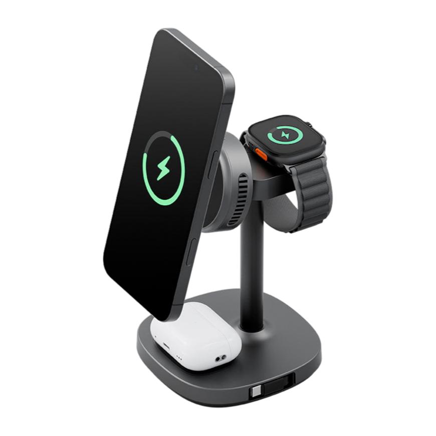 Зарядная станция MagSafe с активным охлаждением Energea MagArctic Stand для iPhone, Apple Watch и AirPods (Qi2)