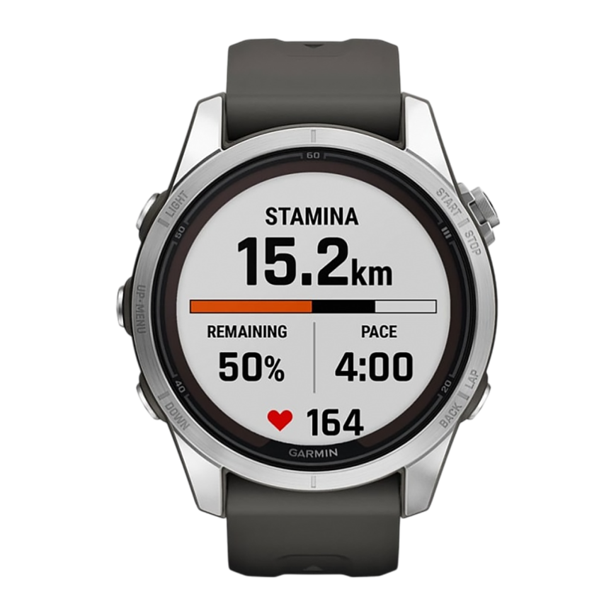 Спортивные часы Garmin fenix 7S Pro Solar Edition, 42 мм, графитовый силиконовый ремешок