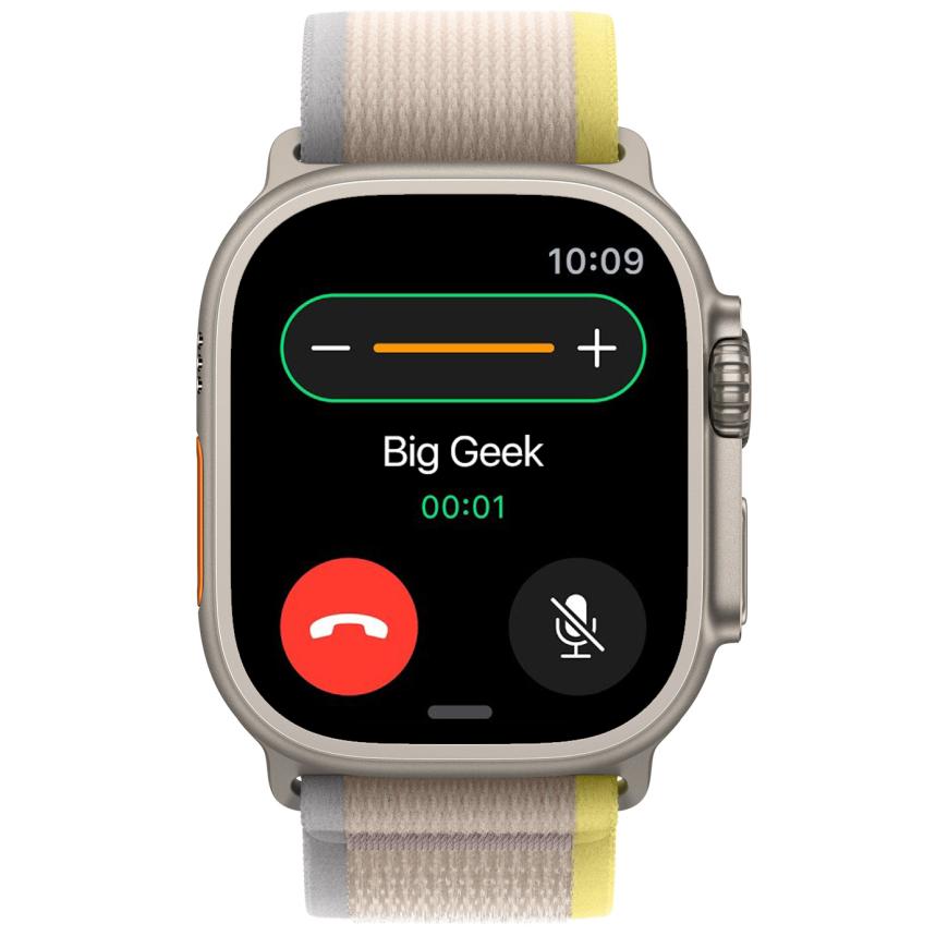 Часы Apple Watch Ultra, 49 мм, титан светлого цвета, ремешок Trail цвета «жёлтый/бежевый»