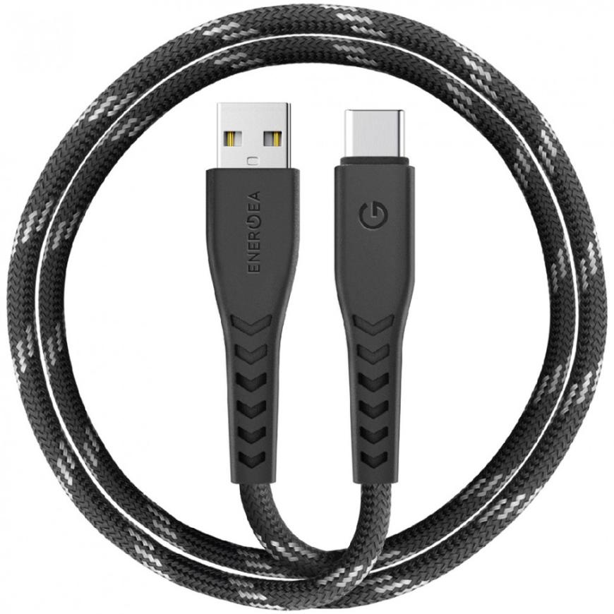 Кабель с нейлоновой оплёткой и ремешком Energea NyloFlex USB-C — USB-A (3 м)