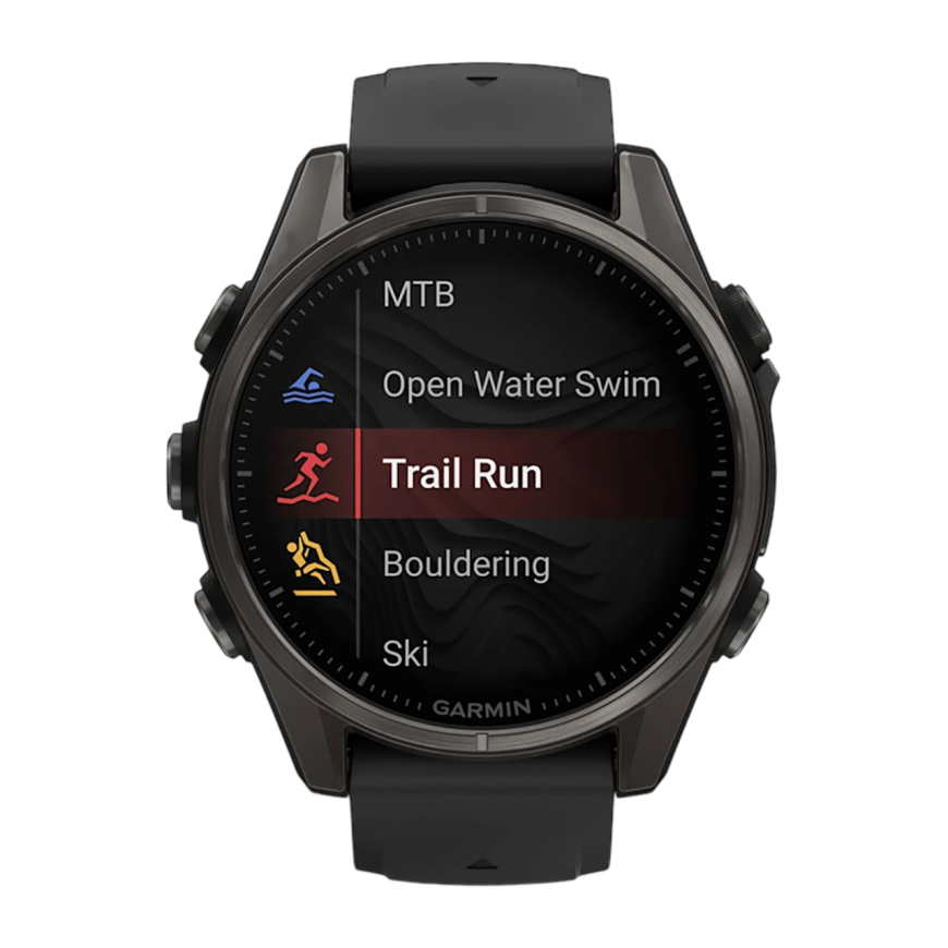 Умные спортивные часы Garmin fenix 8, 43 мм, AMOLED, сапфир, титан с DLC, силиконовый ремешок цвета «чёрный/серый» - фото 5