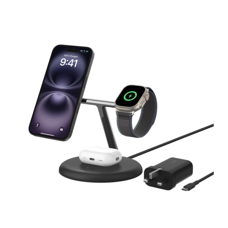 Зарядная станция MagSafe Belkin BoostCharge Pro для iPhone, AirPods и Apple Watch (WIZ023, UK)