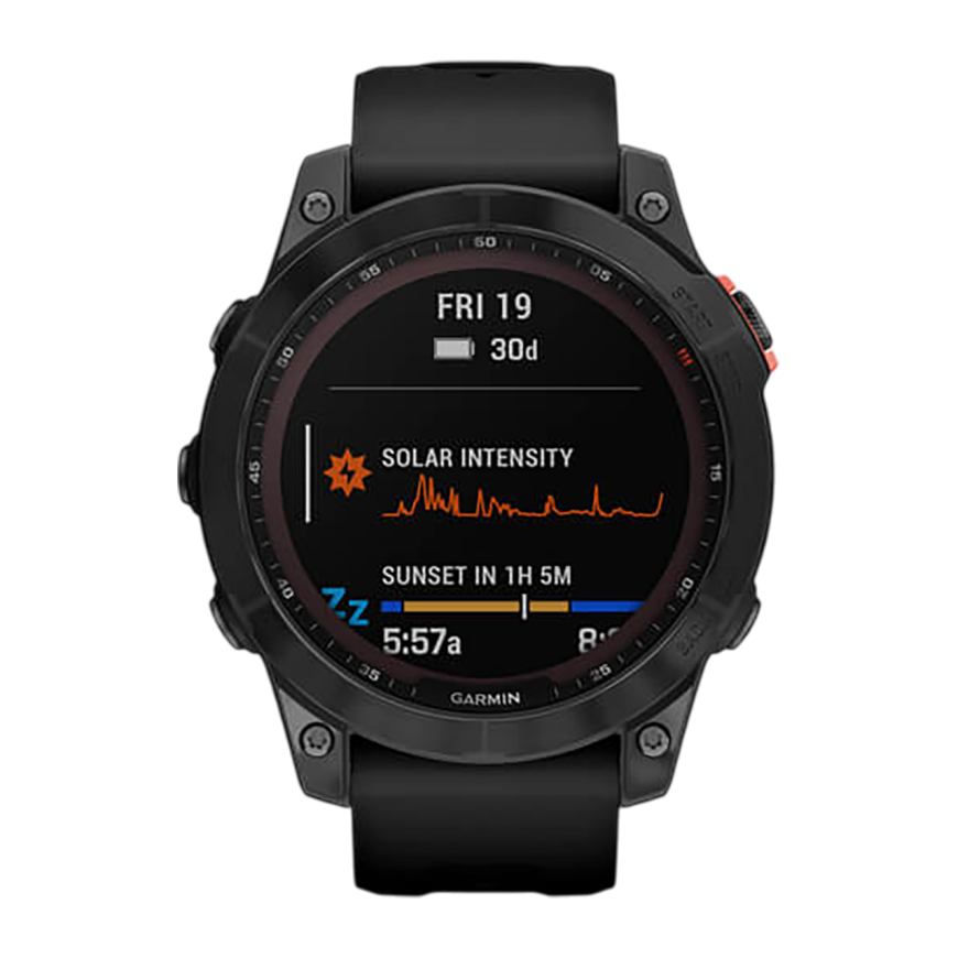 Спортивные часы Garmin fenix 7 Solar Edition, 47 мм, чёрный силиконовый ремешок