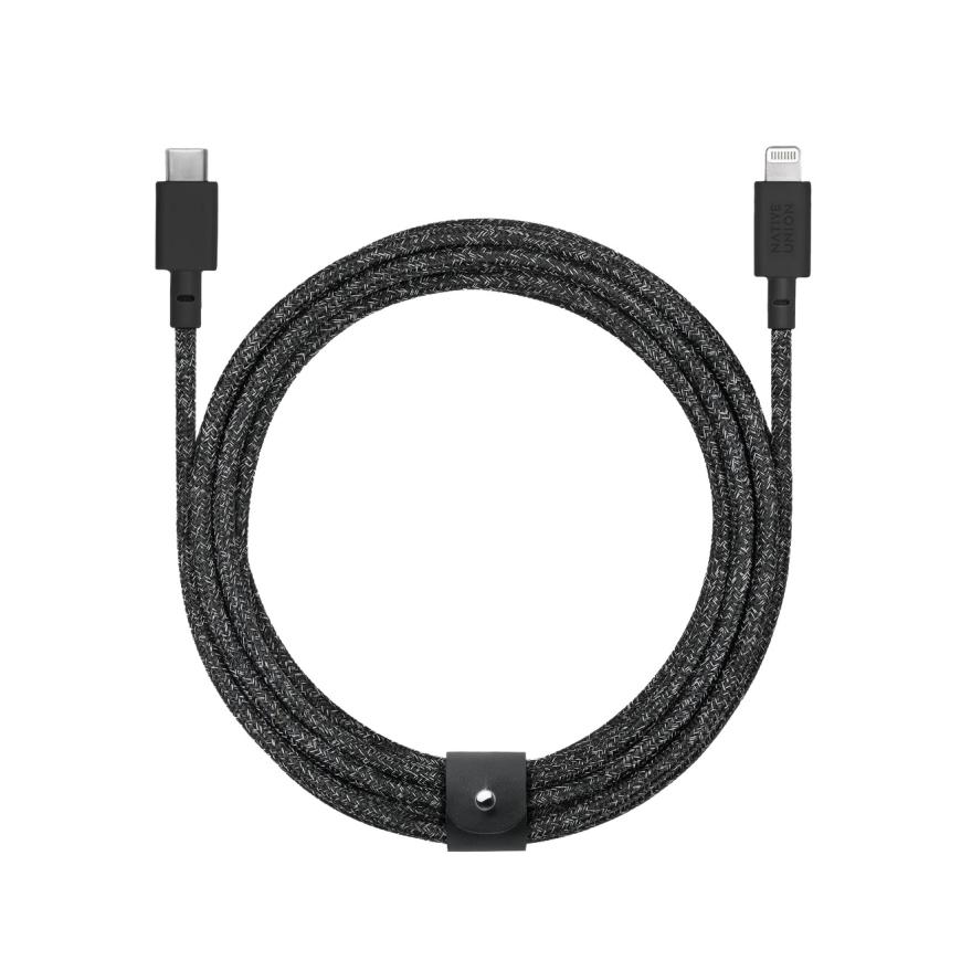 Кабель с оплёткой и ремешком Native Union Belt Cable USB-C — Lightning (1,2 м)