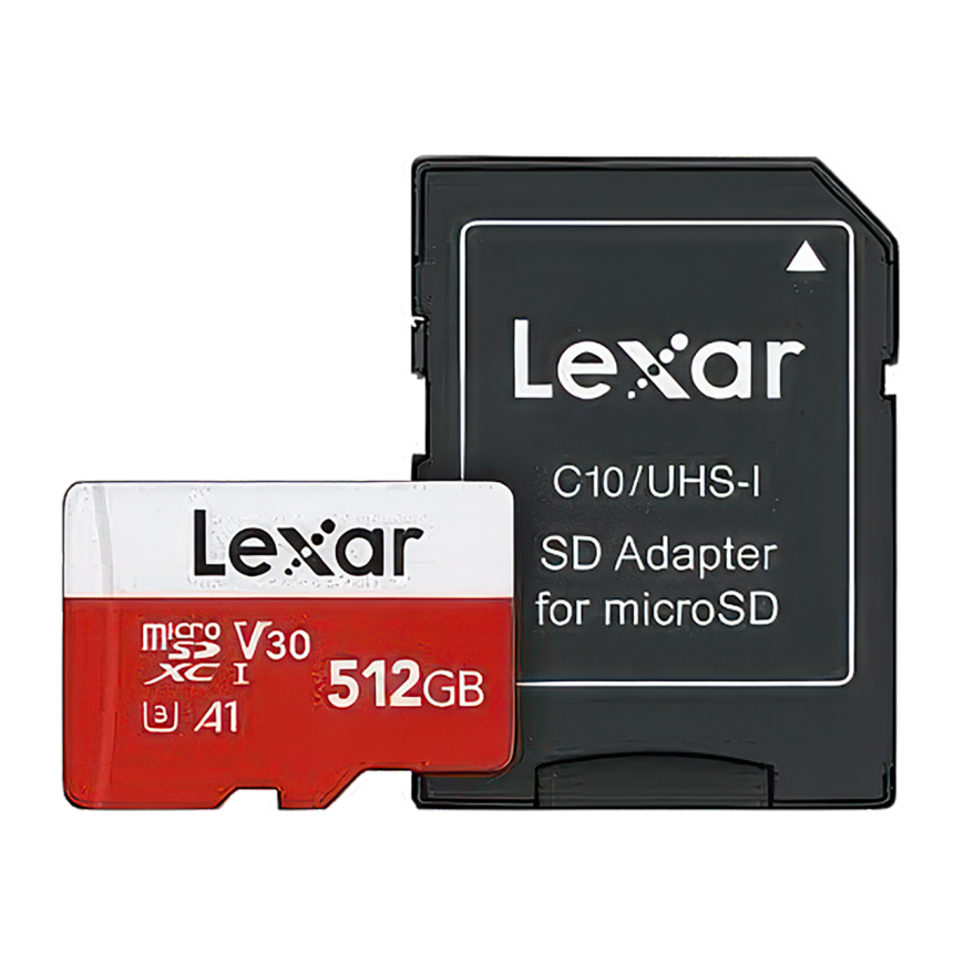 Карта памяти Lexar E-Series microSDXC UHS-I 512 ГБ (U3, V30, A1) с адаптером и футляром