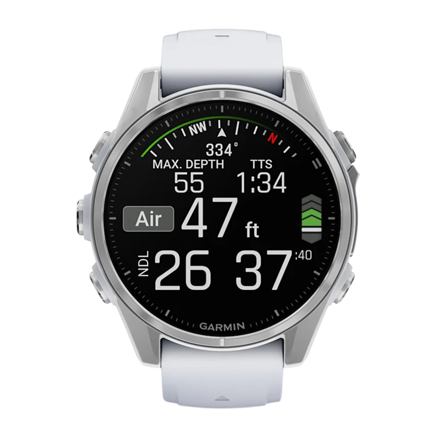 Умные спортивные часы Garmin fenix 8, 43 мм, AMOLED, сталь, силиконовый ремешок цвета «Whitestone» - фото 2