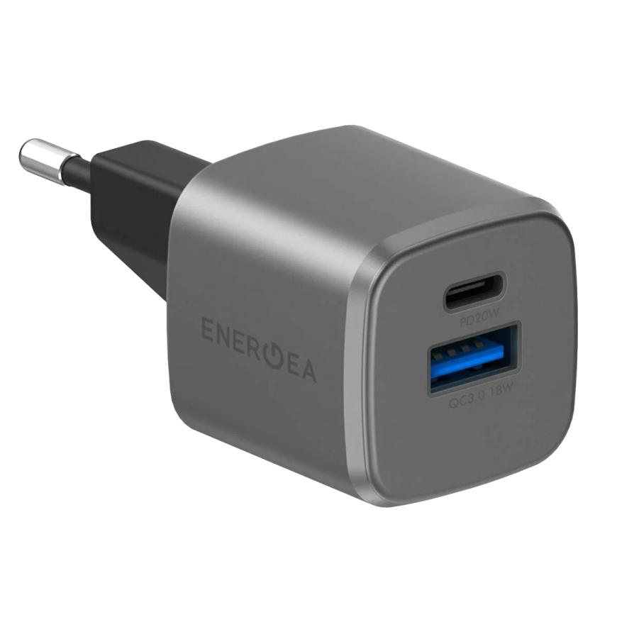 Сетевое зарядное устройство Energea AmpCharge GaN20 мощностью 20 Вт (USB-C, USB-A) (GaN)