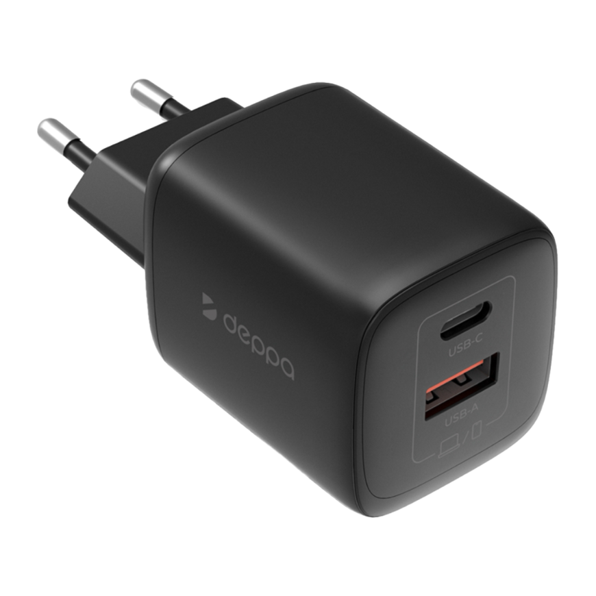 Сетевое зарядное устройство Deppa мощностью 45 Вт (USB-C, USB-A) (GaN)