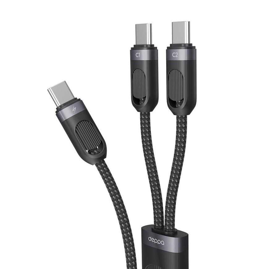 Кабель с нейлоновой оплёткой Deppa 2 USB-C — USB-C (1,2 м)