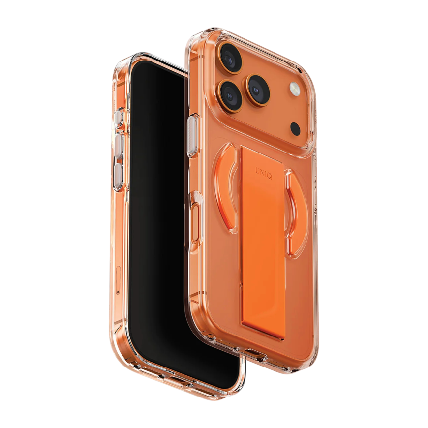 Прозрачный чехол MagSafe с ремешком-держателем Uniq Heldro Air для iPhone 17 Pro