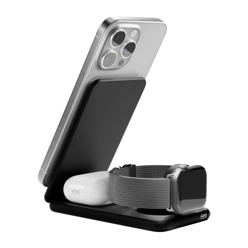 Складная зарядная станция MagSafe VLP Alum Power Pro для iPhone, Apple Watch и AirPods