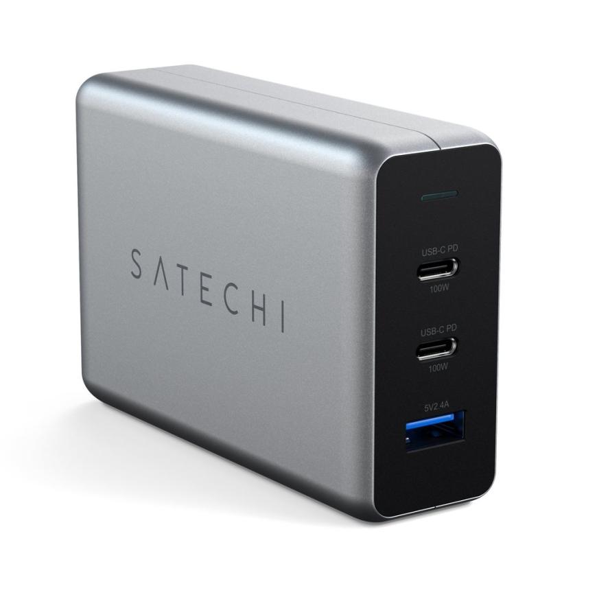 Многопортовое сетевое зарядное устройство Satechi мощностью 100 Вт (2 USB-C, USB-A) (GaN)