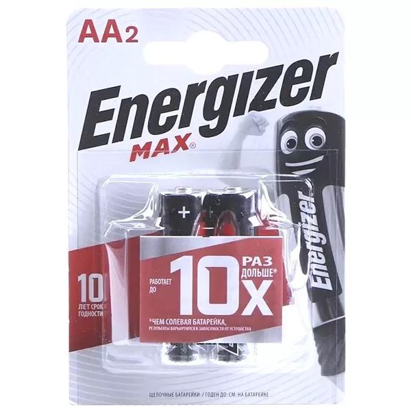 Алкалиновая батарейка Energizer MAX AA («пальчиковая»; комплект — 2 шт.) (E301532801)