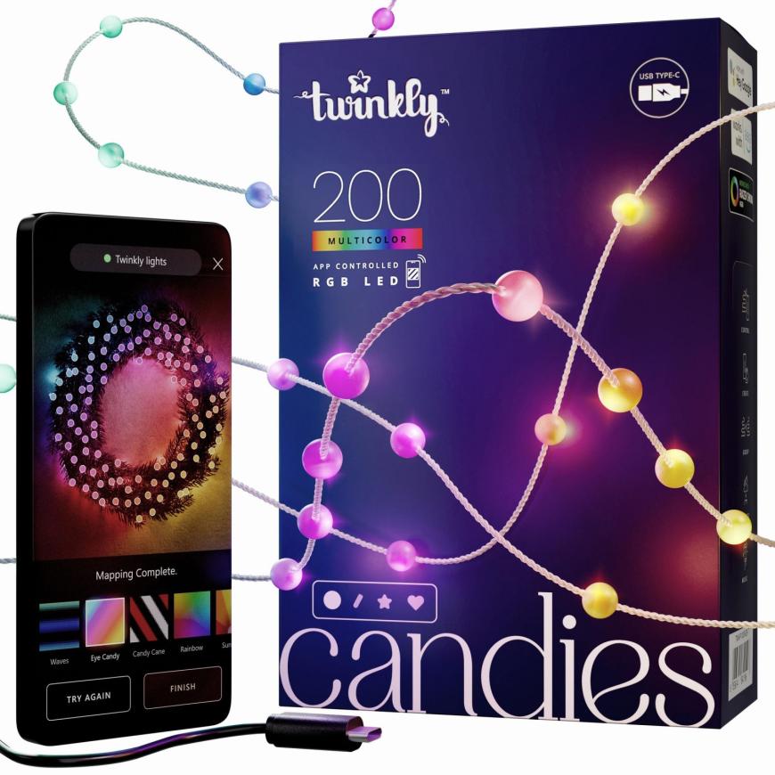 Умная гирлянда «Жемчужины» Twinkly Candies Pearls, версия RGB (12 м, 200 светодиодов)