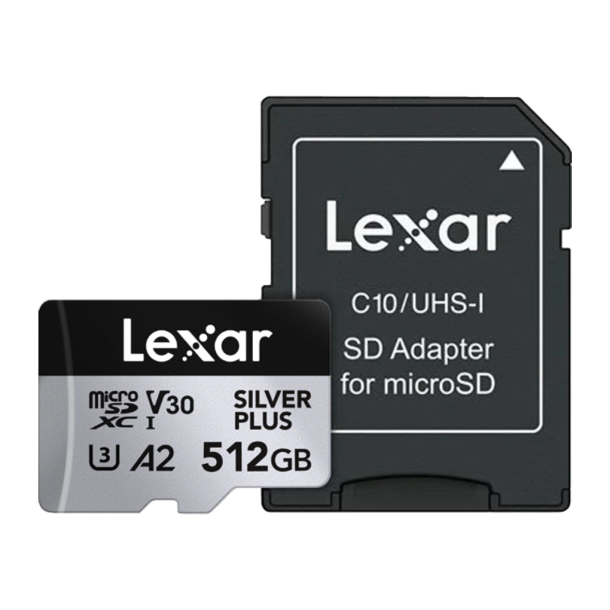 Карта памяти Lexar Professional SILVER PLUS microSDXC UHS-I 512 ГБ (U3, V30, A2) с адаптером