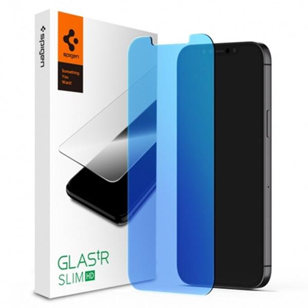 Защитное стекло с фильтром синего света Spigen GLAS.tR SLIM HD для iPhone 12 и 12 Pro (2.5D, 9H; олеофобное покрытие)