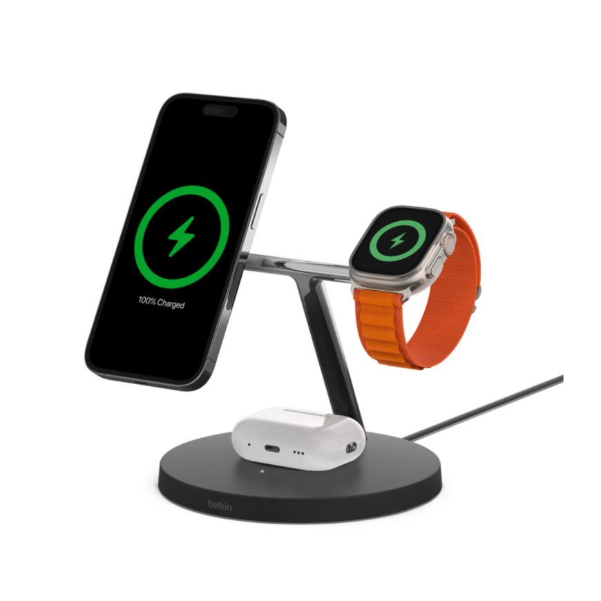 Зарядная станция MagSafe Belkin BoostCharge Pro для iPhone, AirPods и Apple Watch (WIZ009V2, UK)