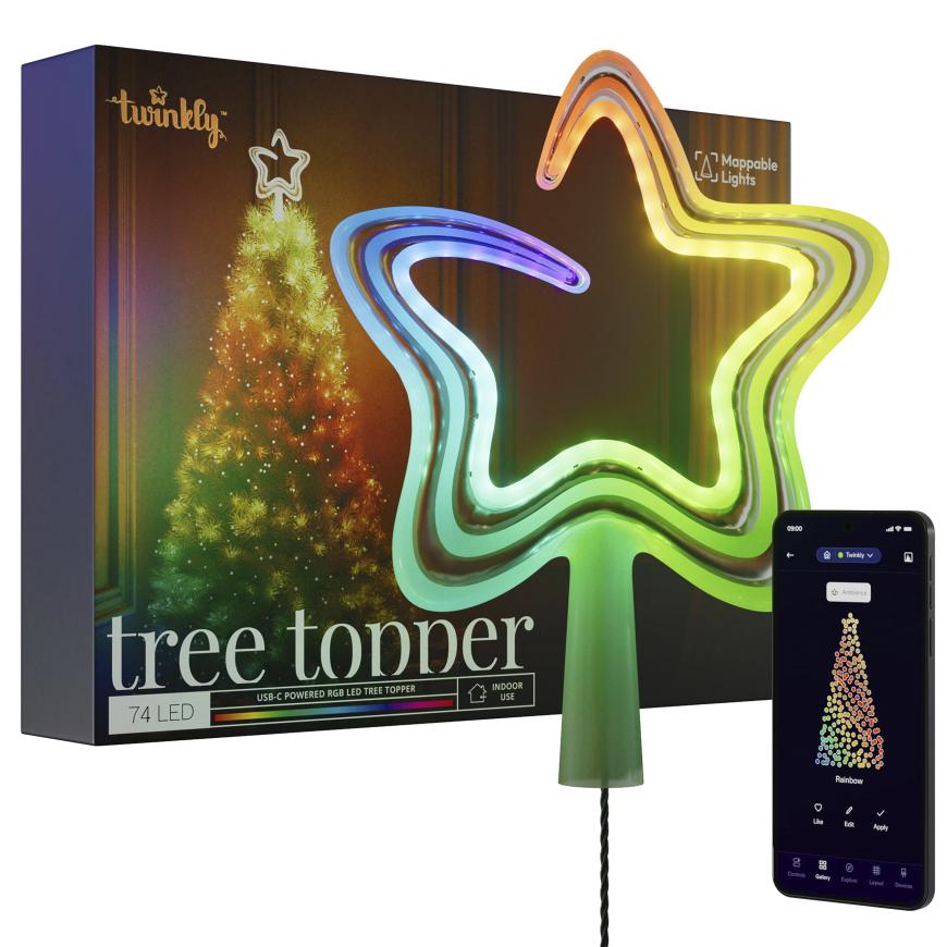Умная звезда на ёлку Twinkly Tree Topper, RGB (20x26 см, 74 светодиода)