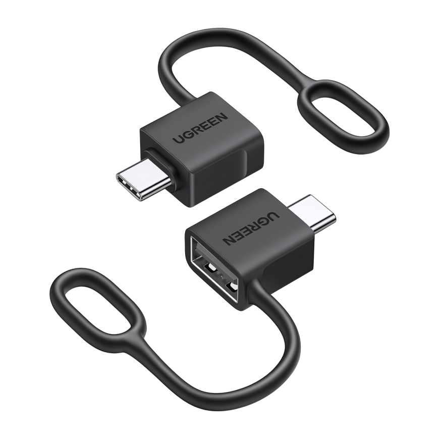 Переходник с силиконовой петлёй Ugreen USB-C — USB-A (USB 3.2 Gen 2) (2 шт.) (LS503)