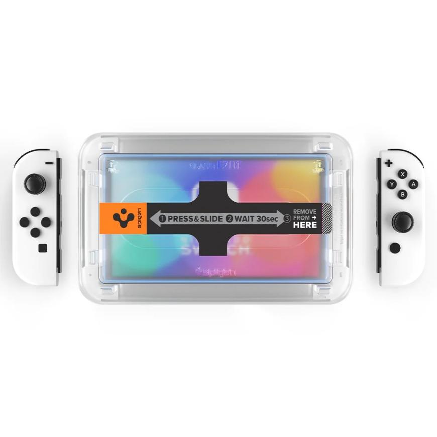 Глянцевое защитное стекло Spigen EZ Fit GLAS.tR для Nintendo Switch (OLED-модель) (комплект — 2 шт.)