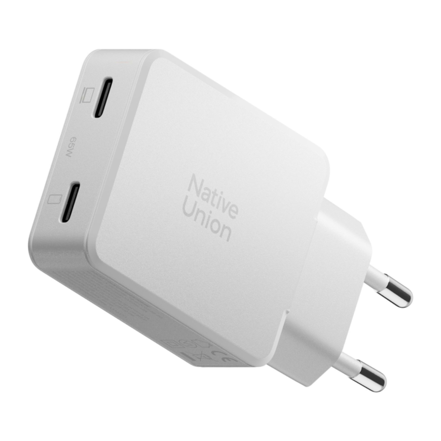 Сетевое зарядное устройство Native Union мощностью 65 Вт (2 USB-C) (GaN)