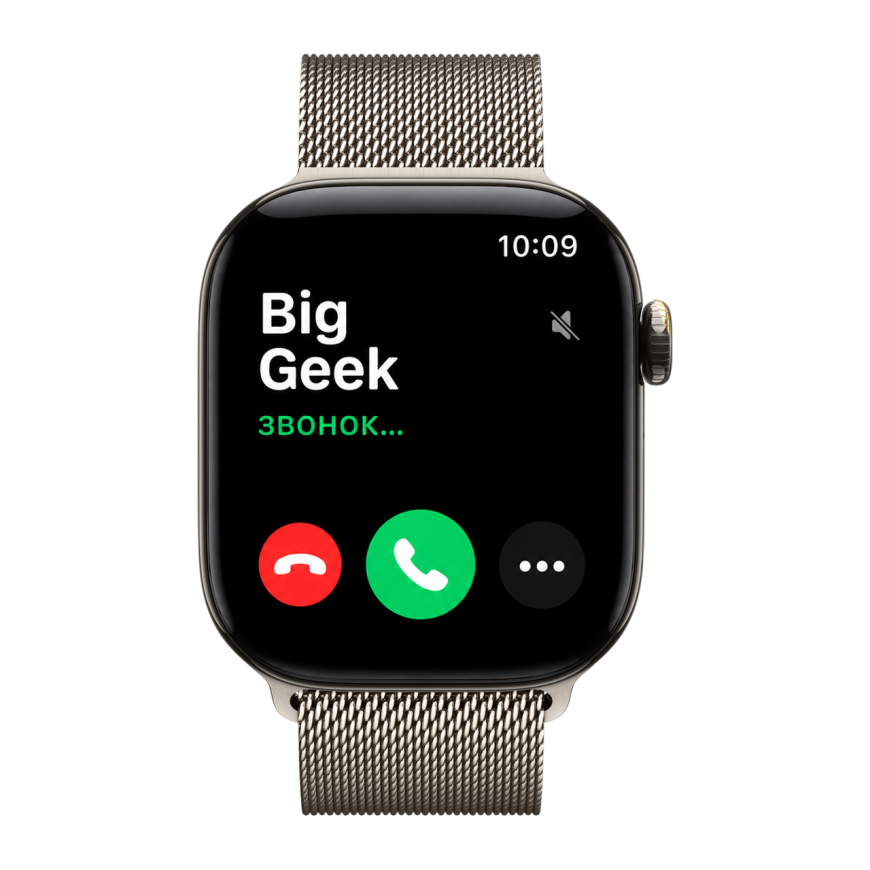 Часы Apple Watch Series 12, 42 мм, титан светлого цвета, миланский сетчатый браслет