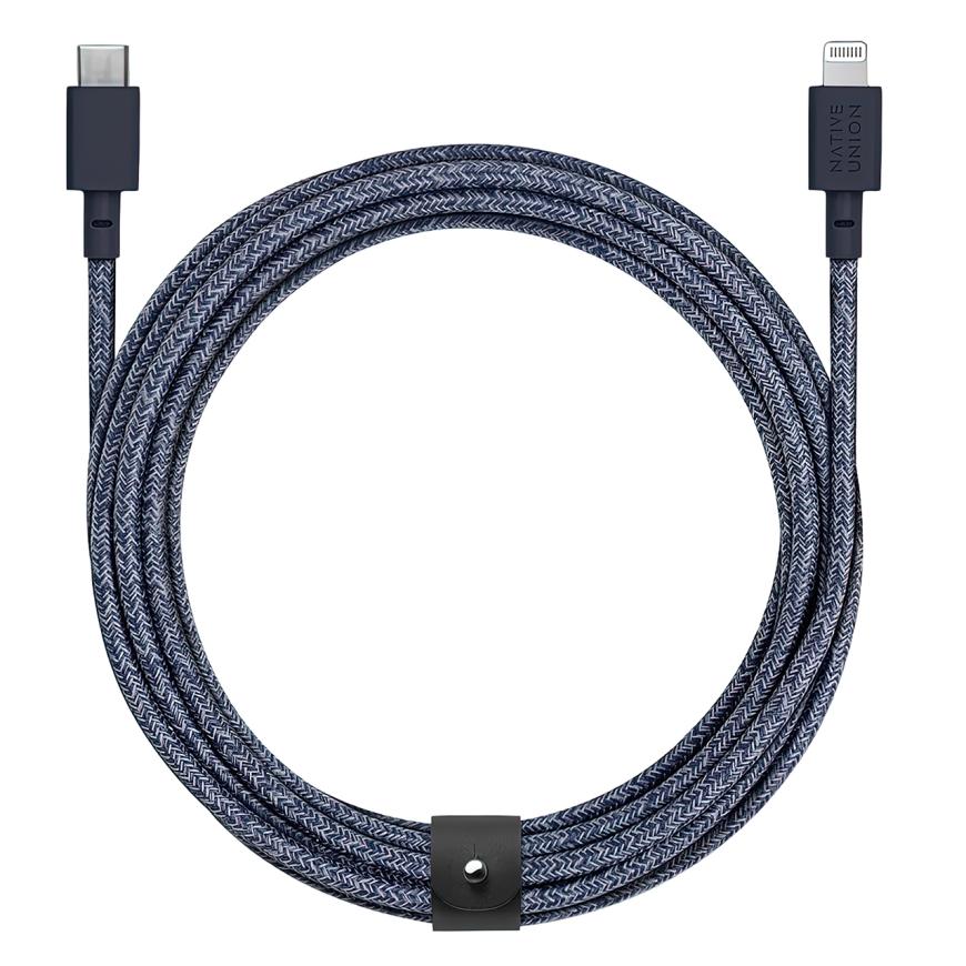 Кабель с оплёткой и ремешком Native Union Belt Cable XL USB-C — Lightning (3 м)