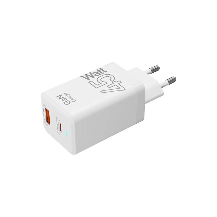 Сетевое зарядное устройство LYAMBDA мощностью 45 Вт (USB-C, USB-A) (GaN) (SLT-45)