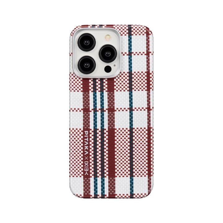 Чехол из арамидного волокна с поддержкой MagSafe PITAKA Red White Blue Tactile Woven Case для iPhone 15 Pro