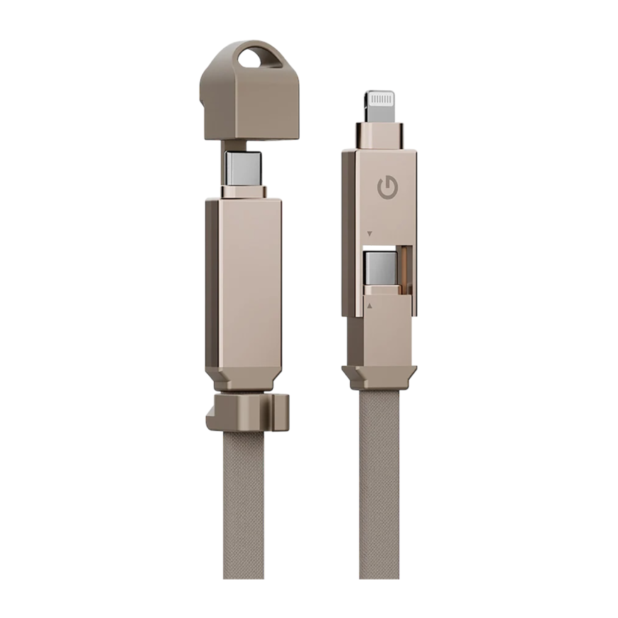 Плоский кабель-брелок с нейлоновой оплёткой Energea Sheath USB-C, Lightning — USB-C (USB 2.0) (15 см)