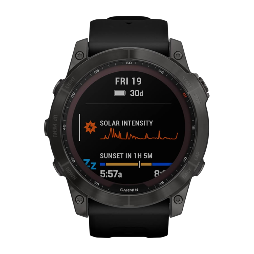Спортивные часы Garmin fenix 7X Pro Solar Edition, 51 мм, чёрный силиконовый ремешок