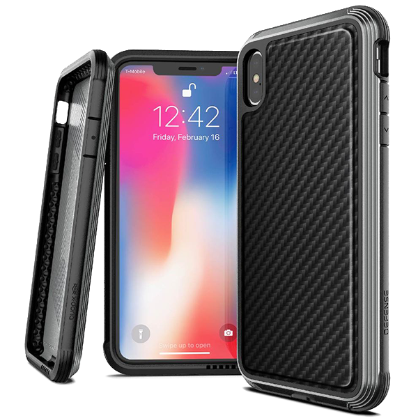 Защитный чехол с декоративной вставкой X-Doria Defense Lux Black Carbon для iPhone XS Max