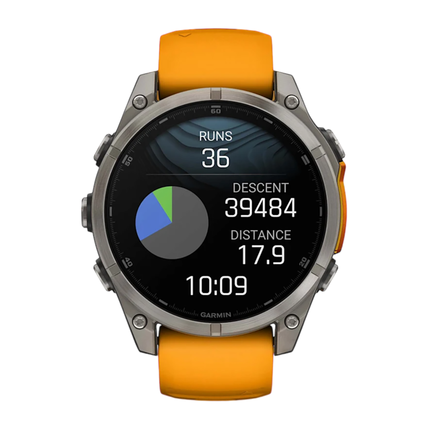 Умные спортивные часы Garmin fenix 8, 47 мм, AMOLED, сапфир, титан, силиконовый ремешок цвета «оранжевый/графит» - фото 3