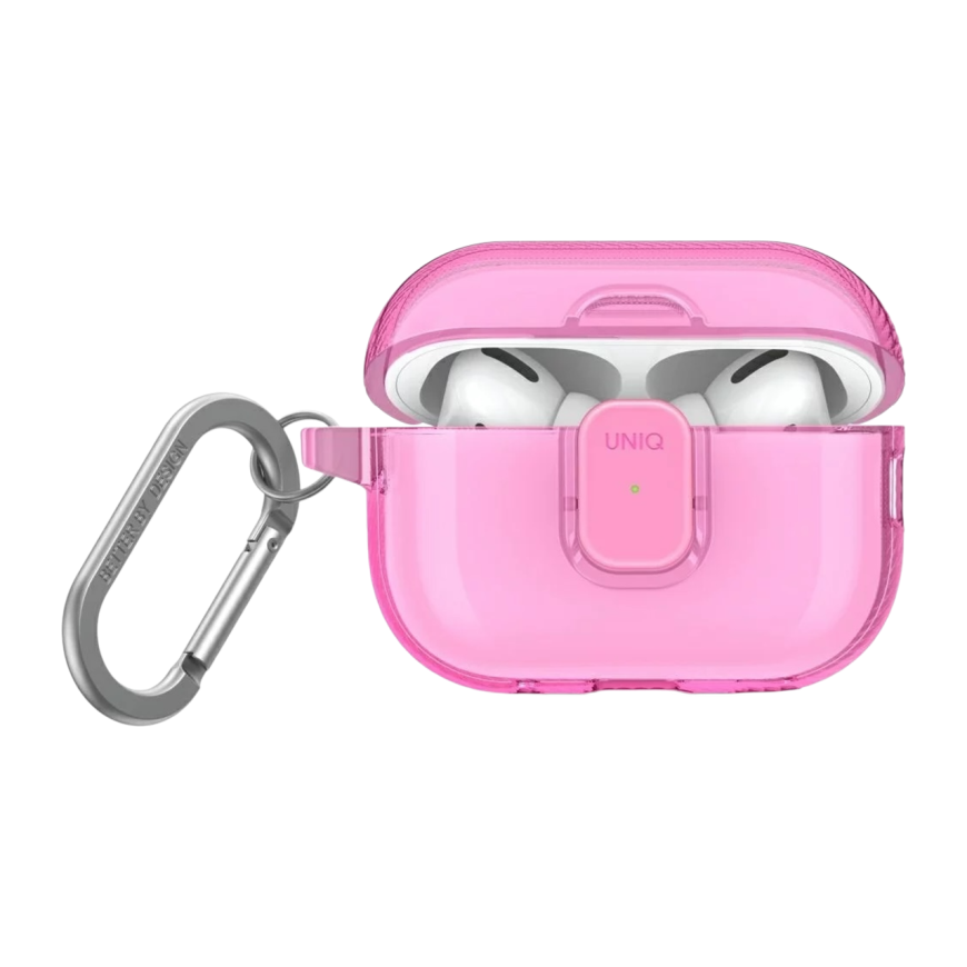 Прозрачный чехол с карабином и защёлкой Uniq Glase Pro для AirPods Pro 2