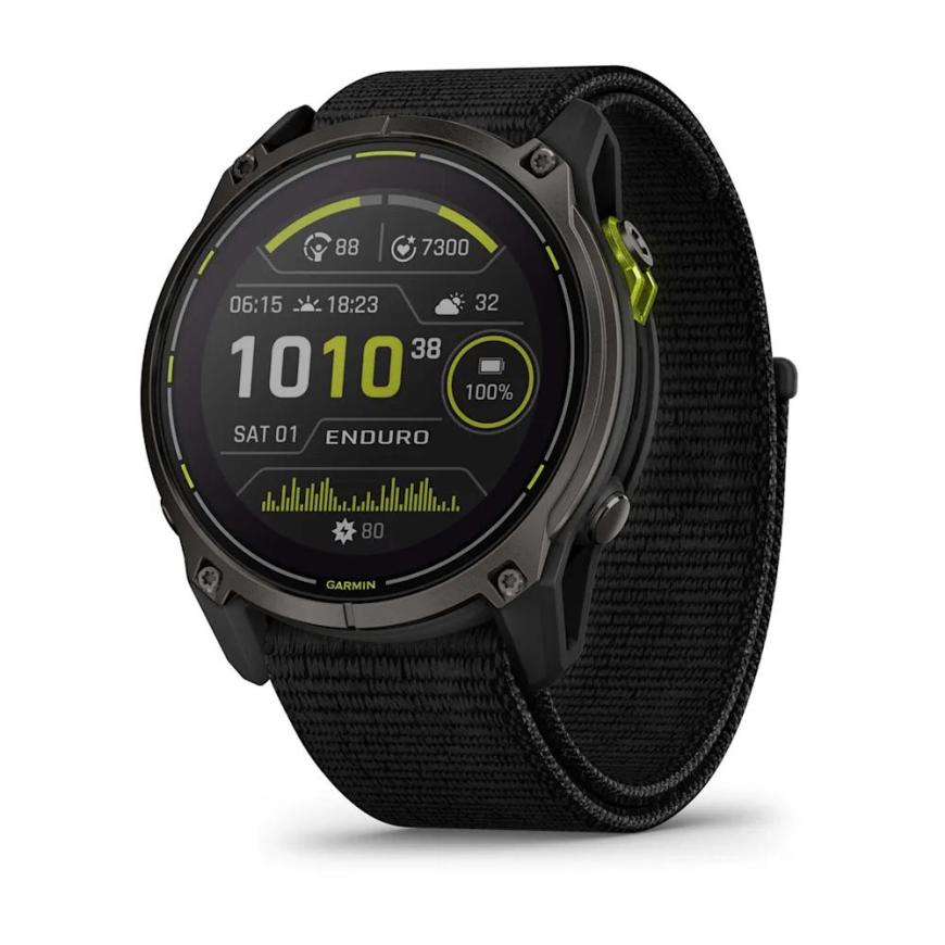 Умные спортивные часы Garmin Enduro 3, нейлоновый чёрный ремешок UltraFit