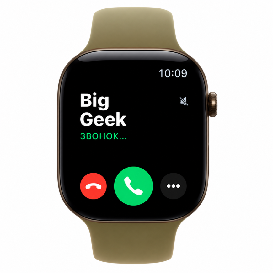 Часы Apple Watch Series 12, 46 мм, алюминий цвета «тёмная бронза», ремешок Sport Band оливкового цвета